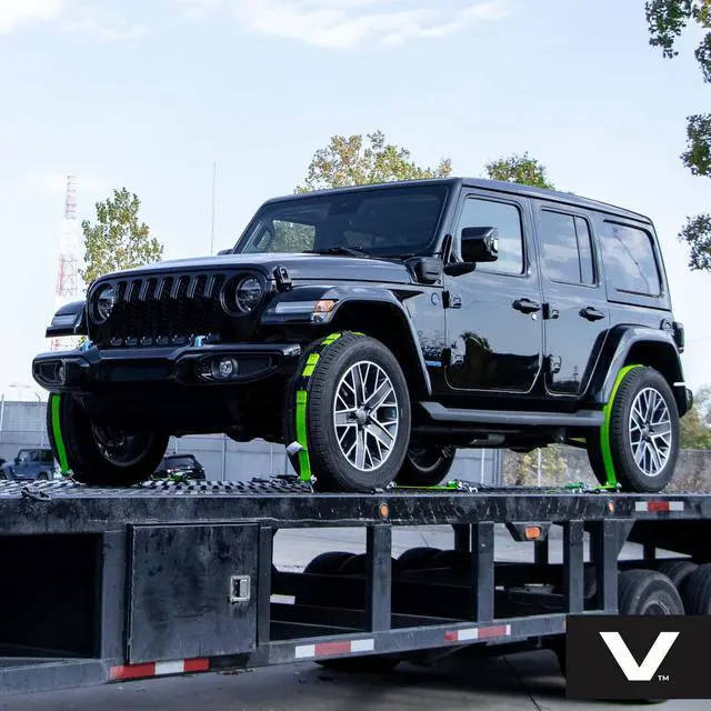 Alt view image 2 of 6 - Car Tie Down - Rolling Idler 3-Cleat - 120 Inch - 4 Pack - High-Viz - 3,300 Pound Safe Working Load