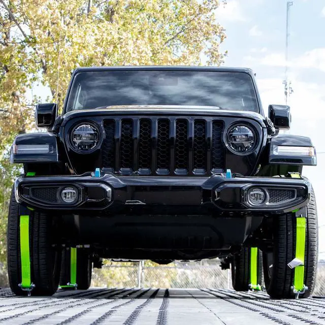 Alt view image 3 of 6 - Car Tie Down - Rolling Idler 3-Cleat - 120 Inch - 4 Pack - High-Viz - 3,300 Pound Safe Working Load