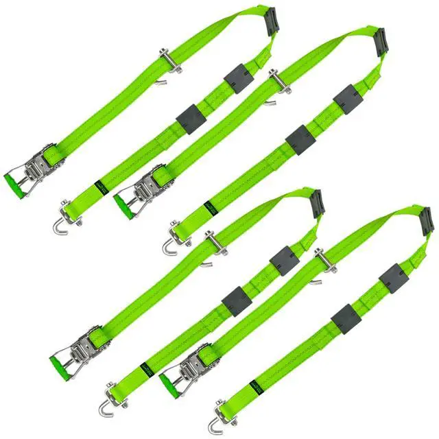 Alt view image 6 of 6 - Car Tie Down - Rolling Idler 3-Cleat - 120 Inch - 4 Pack - High-Viz - 3,300 Pound Safe Working Load