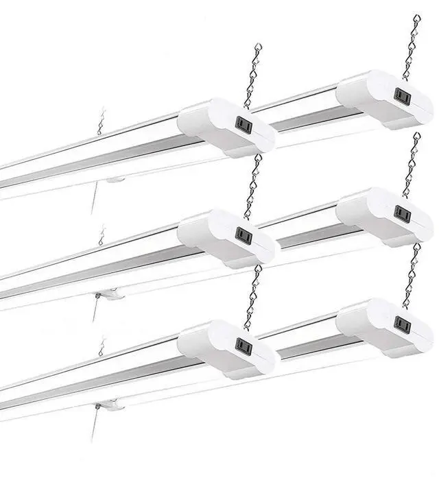 Main image of 40w LED 4800 Lumen Double Tubes Utility Shop Light 5000K Daylight UL 100w Equivalent Pull on/Off. Surface/Suspension Mount, Garage, Warehouse, Workshop Linkable to 10 (12 Pack)