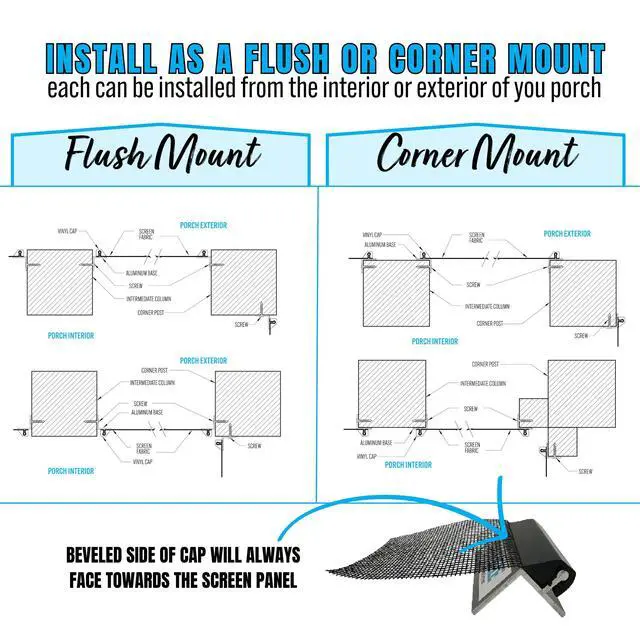 Alt view image 4 of 6 - No-Spline Screened in Porch Kit - 96-in, 5 PK (White) - Aluminum Base & Vinyl Caps - Porch Screening System for Mesh Screen Patio Enclosure Panels