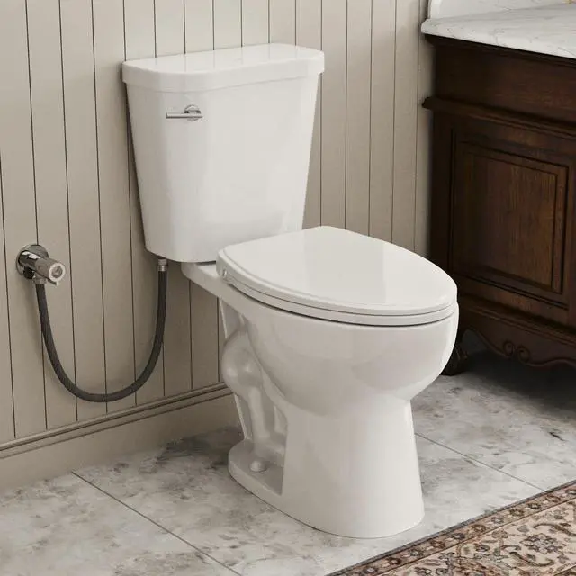Main image of 17.9 Inch ADA Two-Piece Toilet for Bathroom, Elongated Bowl & Comfort Height Toilet, Powerful Siphon Jet Flush 1.28 GPF, Tall Toilet With Convenience, Standard 12" Rough-In & S-Trap