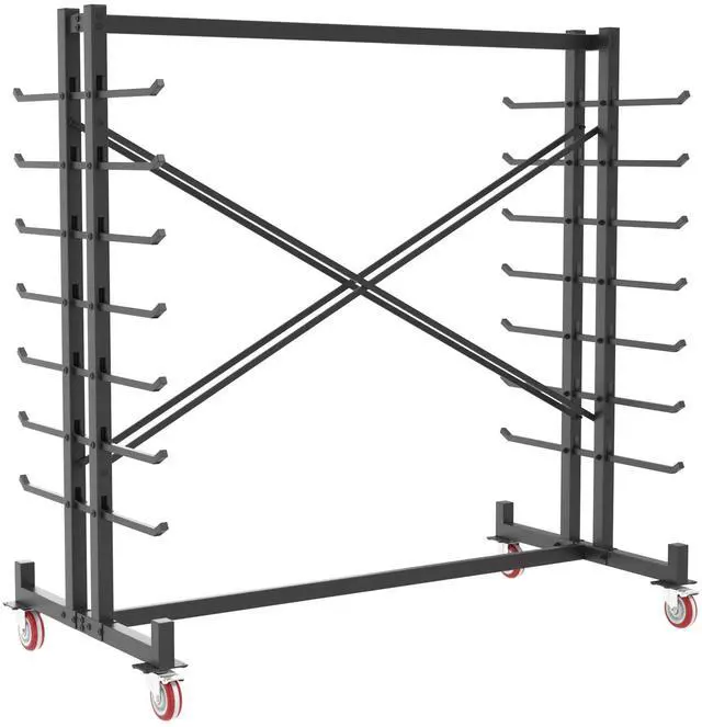 Main image of Lumber Storage Rack, Heavy-Duty 2000LBS Rolling Lumber Rack on Wheels, 7-Tier Wood Storage Rack with X-Braced Steel Frame, Pipe Rack Organizer Shelving Unit for Garage Workshop
