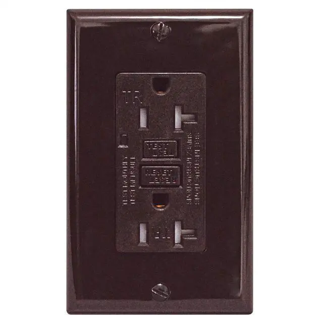 Alt view image 2 of 6 - GFCI 20A Tamper Resistant Duplex Receptacle Standard Decorative Outlet with LED Indicator, Ground Fault Circuit Interrupter, Decorative Wallplate, Safelock Protection, UL Listed, Brown (50)
