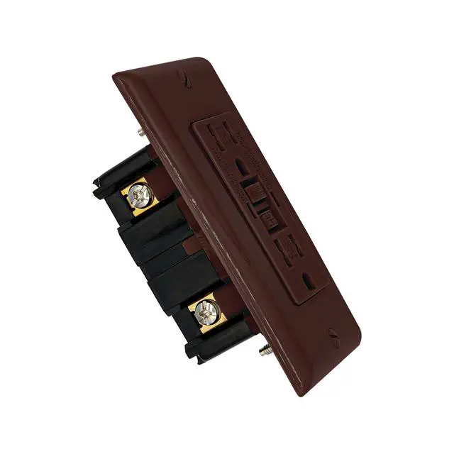 Alt view image 5 of 6 - GFCI 20A Tamper Resistant Duplex Receptacle Standard Decorative Outlet with LED Indicator, Ground Fault Circuit Interrupter, Decorative Wallplate, Safelock Protection, UL Listed, Brown (50)