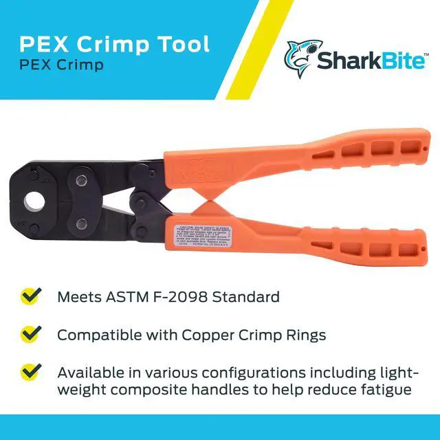 Alt view image 4 of 5 - 3/8 Inch PEX Crimp Tool Multi-Head Kit, Orange Handles, Plumbing Fittings, 23100