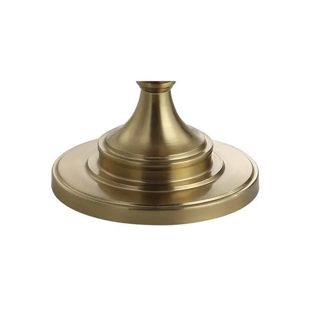 Alt view image 5 of 6 - 60" Brass Gold Floor Lamp with Integrated Glass Side Table, Modern Swing Arm Standing Lamp for Living Room, White Linen Shade, LED Bulb Included JYL3055A
