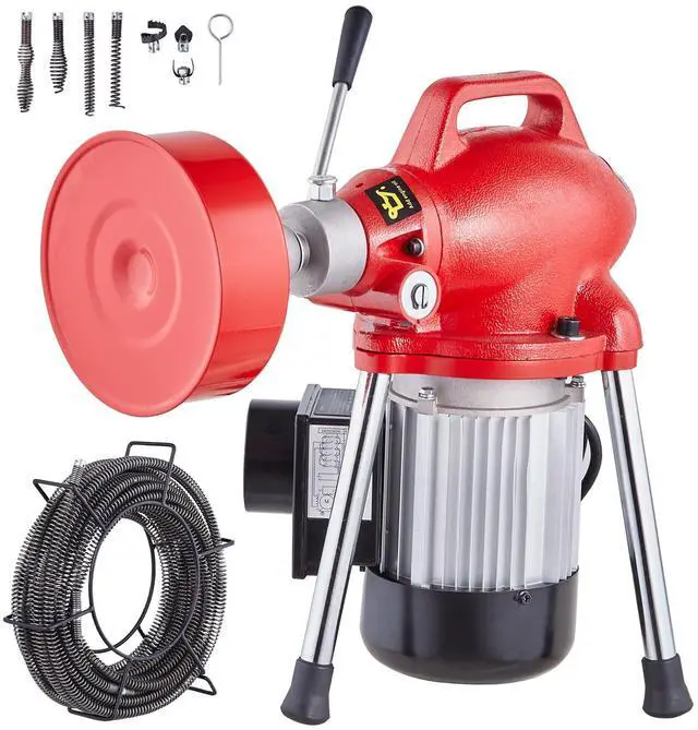 Main image of Drain Cleaner Machine 66FT x 5/8 Inch, 250W Electric Sewer Snake Auger with 2 Sectional Steel Cables (66' x 5/8" and 15' x 3/8"), 7 Cutters and CW/CCW Control for 1.6" to 4" Pipes