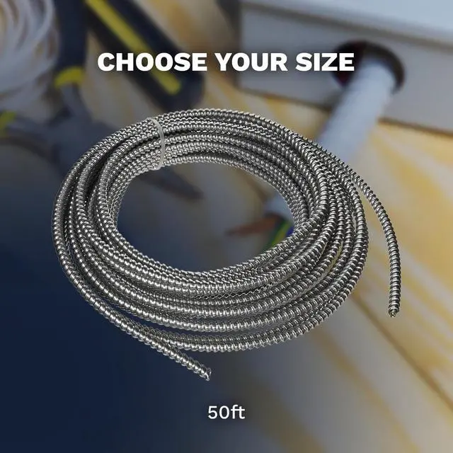 Alt view image 6 of 6 - MC Cable 10/3 - Metal Clad 50ft - Aluminium Armor Solid Copper Conductor - Cable for Indoor 50 Ft