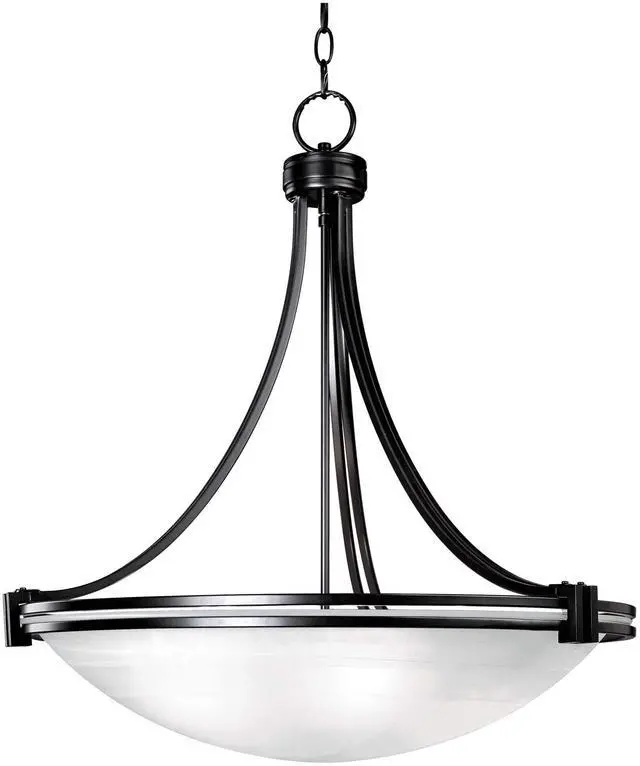 Main image of Deco Oil Rubbed Bronze Pendant Chandelier 24 1/4" Wide Modern White Marbled Bowl Glass 5-Light Fixture Dining Room House Foyer Entryway Kitchen Bedroom Living Room High Ceilings
