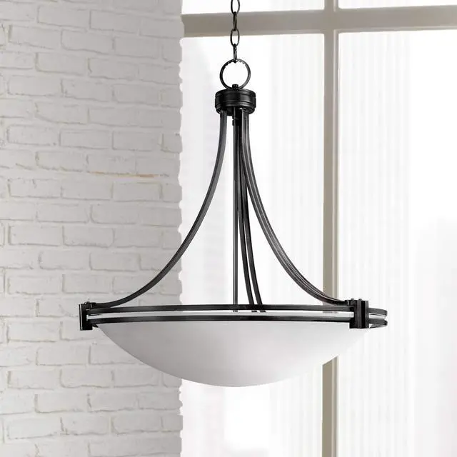 Alt view image 2 of 3 - Deco Oil Rubbed Bronze Pendant Chandelier 24 1/4" Wide Modern White Marbled Bowl Glass 5-Light Fixture Dining Room House Foyer Entryway Kitchen Bedroom Living Room High Ceilings