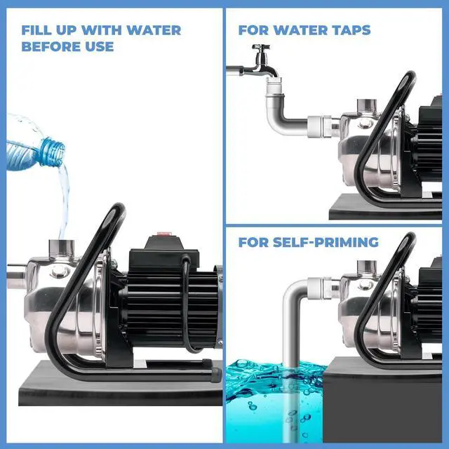 Alt view image 2 of 6 - 1HP Portable Shallow Well Pump Water Transfer Pump 930GPH Pressure Booster Pump Irrigation Lawn Farm Water Removal