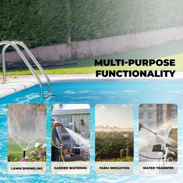 Alt view image 3 of 6 - 1HP Portable Shallow Well Pump Water Transfer Pump 930GPH Pressure Booster Pump Irrigation Lawn Farm Water Removal