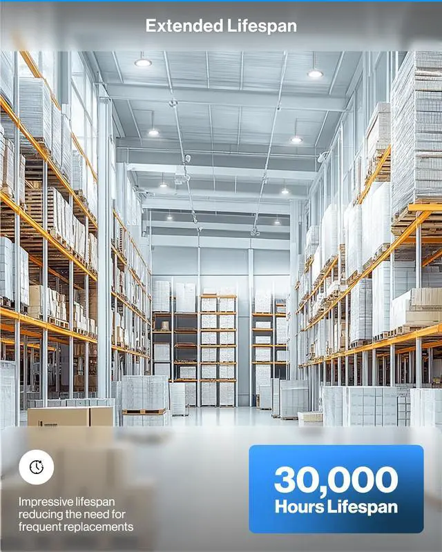 Alt view image 4 of 6 - Sunco 10 Pack UFO LED High Bay Light, 200W, 28000 Lumens, 6000k Ultra Bright Commercial Shop Lights for Warehouse, Factory, Workshop, Garage & Barn, Ceiling Mount, 120V Non-Dimmable, Plug & Play, UL