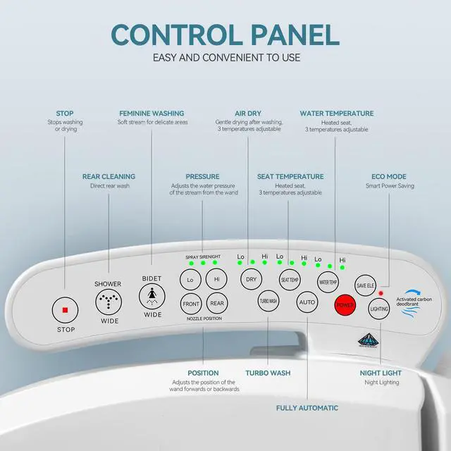 Alt view image 3 of 6 - Bidet Toilet Seat Electric Warm Water Bidet with Warm Air Drying, Heated Seat with Self-cleaning Nozzle Temperature Adjustable White Toilet Seat