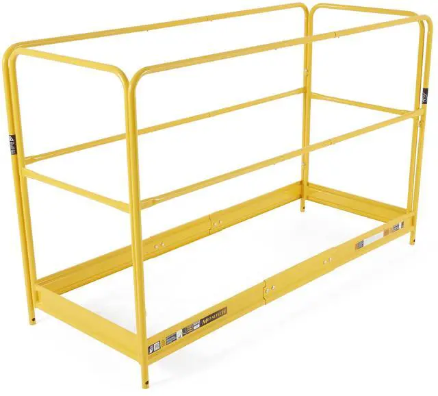 Main image of 6-Foot Baker-Style Scaffolding Guardrail System with Gates | Heavy-Duty Steel Safety Rail Set with 4 Gravity Locks | Yellow Powder-Coat Finish, | Model I-CISGRJP