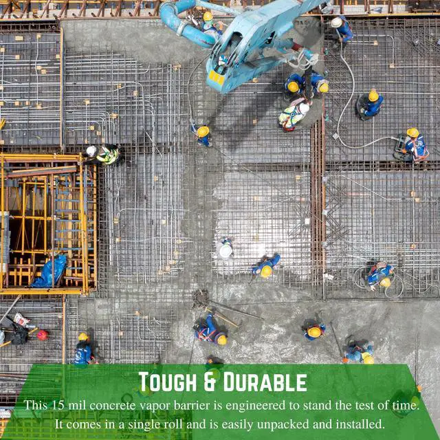 Alt view image 6 of 6 - Concrete Vapor Barrier - 15 mil - (7' x 140') - Heavy Duty Blue Plastic Tarp, Polyolefin Sheeting, Concrete Vapor Barrier, Roll of Heavy Duty Plastic