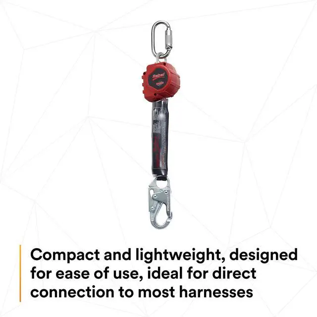 Alt view image 4 of 6 - Protecta 3100403 Self Retracting Lifeline Rebel 6' (18M) Web, Steel Snap Hook and Carabiner, Black/Red