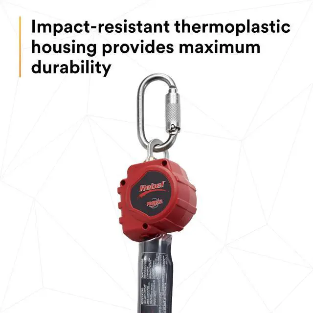 Alt view image 6 of 6 - Protecta 3100403 Self Retracting Lifeline Rebel 6' (18M) Web, Steel Snap Hook and Carabiner, Black/Red