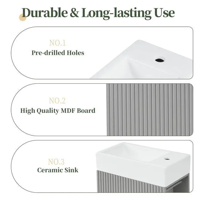 Alt view image 6 of 6 - Bathroom Vanity with Sink 18.6 Inch, Cabinet with Storage Shelf & Toilet Paper Holder, Left or Right Available