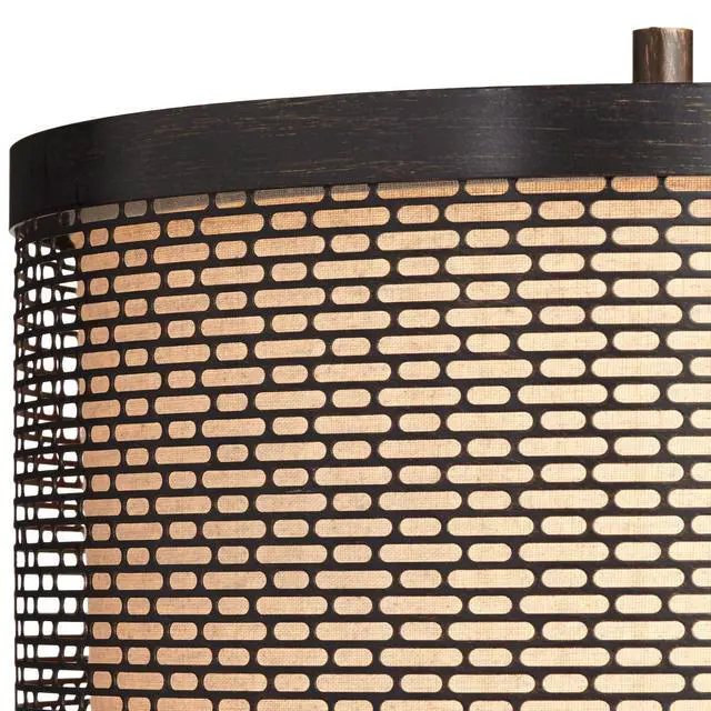 Alt view image 3 of 6 - Hunter Rustic Farmhouse 3-Way Table Lamp with Table Top Dimmer 29.75" Tall Bronze Cherry Wood Finish Double Drum Shade Decor for Living Room Bedroom House Bedside Nightstand Home