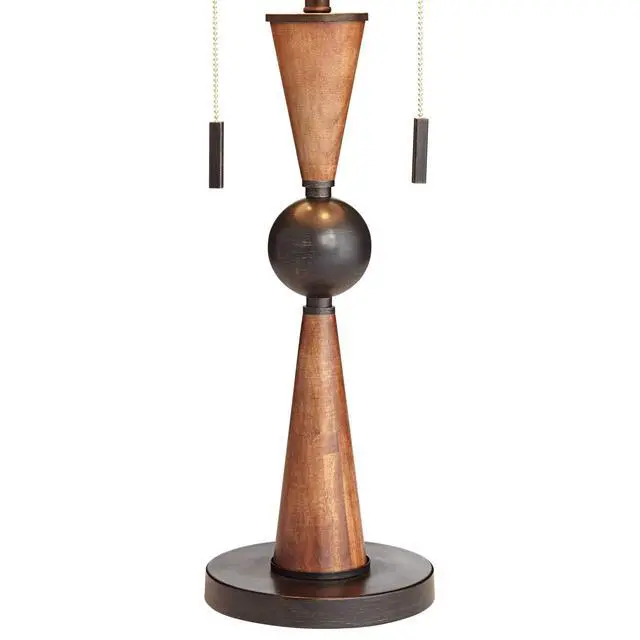Alt view image 6 of 6 - Hunter Rustic Farmhouse 3-Way Table Lamp with Table Top Dimmer 29.75" Tall Bronze Cherry Wood Finish Double Drum Shade Decor for Living Room Bedroom House Bedside Nightstand Home