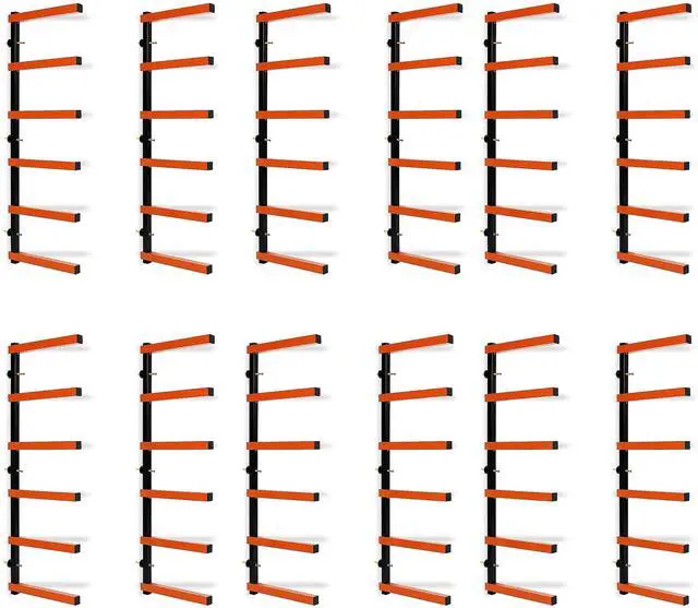 Main image of 6 Pair of 6 Levels Shelf Lumber Rack Lumber Storage Rack Lumber Organizer Wood Organizer Steel Wall Mounted Max 600 Lb