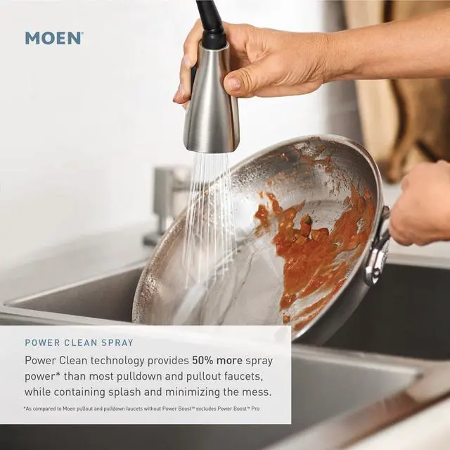 Alt view image 2 of 6 - Chrome Method One-Handle Pullout Modern Kitchen Faucet with Power Clean, 7585C