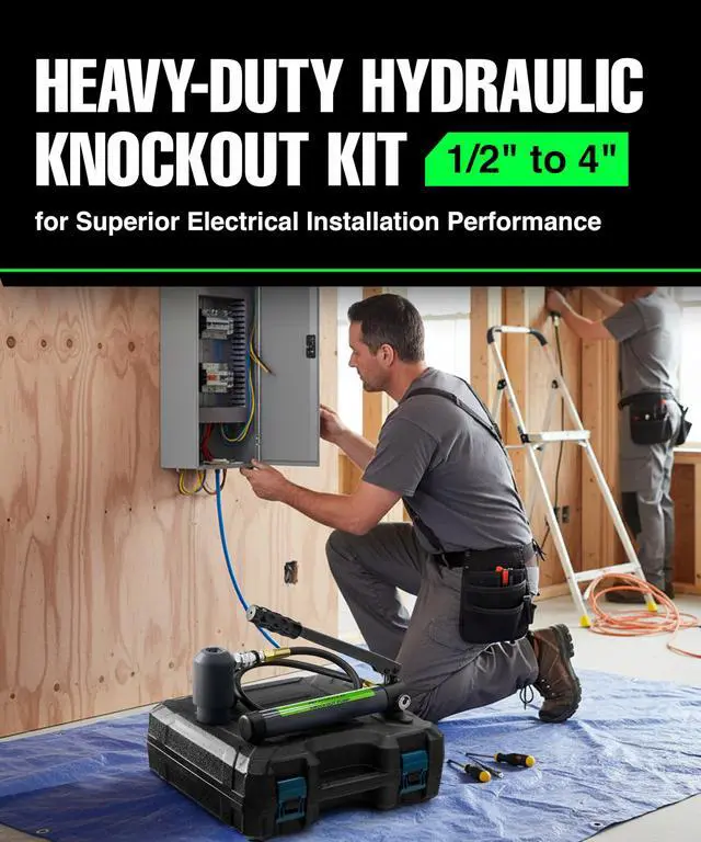 Alt view image 6 of 6 - 1/2" - 4" Hydraulic Knockout Punch Set | 15 US Tons | Knock Out Set with 10 Dies | Punching Capacity 11-16 Gauge | 1 Year WARRENTY