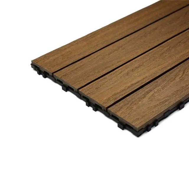 Alt view image 3 of 6 - UltraShield Naturale 1 ft. x 3 ft. Quick Deck Outdoor Composite Deck Tile in Peruvian Teak (15 sq. ft. Per Box)