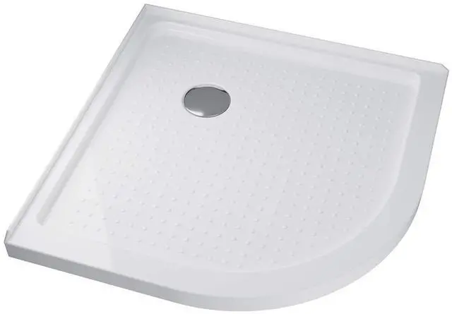 Main image of Shower Base 38" D x 38" W x 3" H, Stainless Steel Drain, Non-Slip Shower Pan in White
