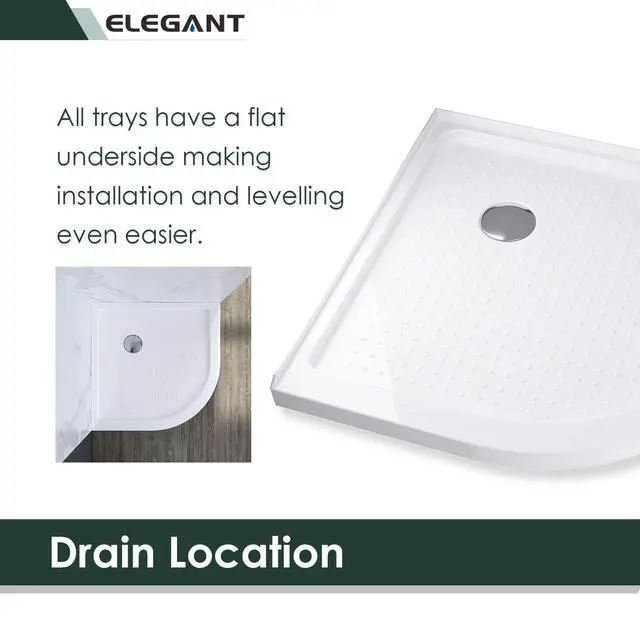 Alt view image 3 of 6 - Shower Base 38" D x 38" W x 3" H, Stainless Steel Drain, Non-Slip Shower Pan in White