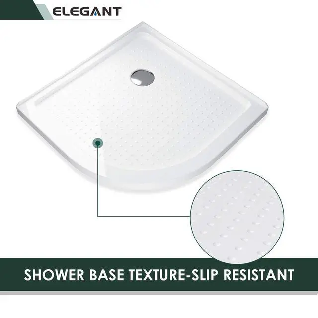 Alt view image 4 of 6 - Shower Base 38" D x 38" W x 3" H, Stainless Steel Drain, Non-Slip Shower Pan in White