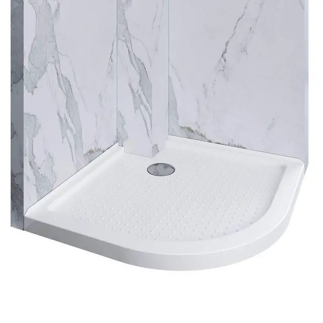Alt view image 6 of 6 - Shower Base 38" D x 38" W x 3" H, Stainless Steel Drain, Non-Slip Shower Pan in White