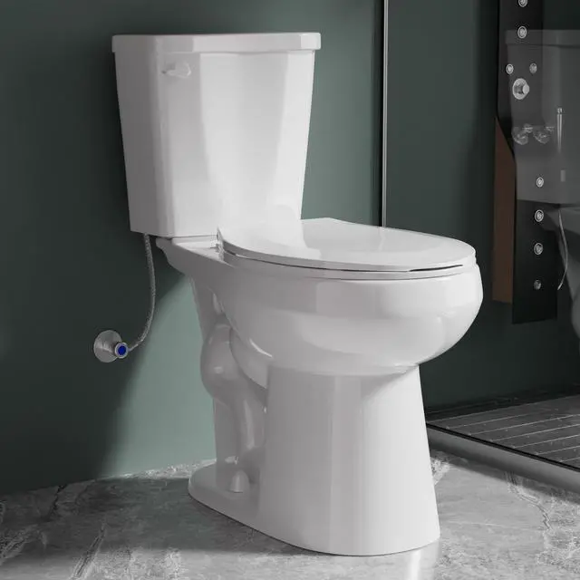 Main image of Compact 19 Inch ADA High White Toilet for Bathroom | Powerful Tornado Flush Single Flush 1.28 GPF, Comfort ADA Bowl Heigh 19 Tall Toilet for Seniors,Two Piece 12 Rough In