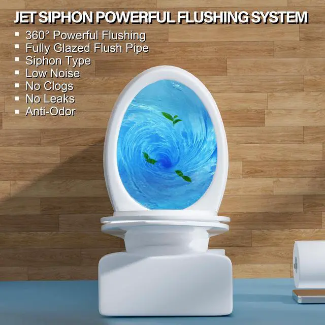 Alt view image 5 of 6 - 19 Inch ADA Elongated Tall Toilet for Seniors 1.28 GPF Single Flush White | Two Piece High Toilet for Bathroom, Comfort Seat Height 20", 12" Rough In
