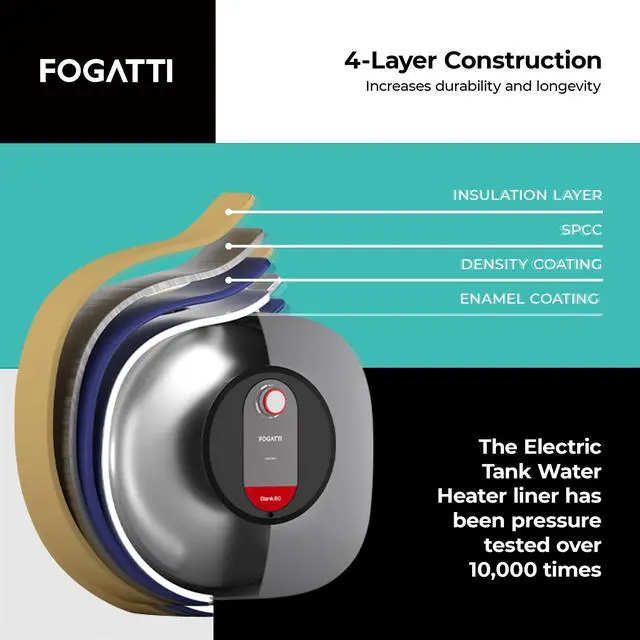 Alt view image 4 of 6 - Electric Tank Water Heater, 8.0 Gallon Point of Use Instant Hot Water Heater 120V 1440W, Wall or Floor Mounted, Easy to Install