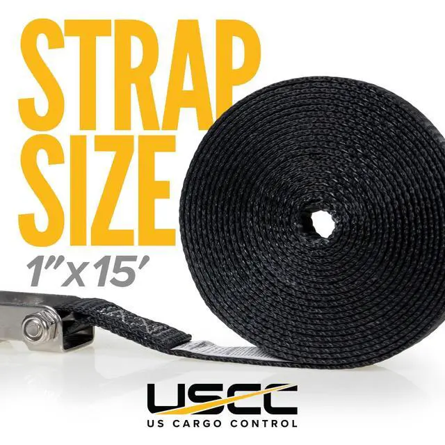 Alt view image 2 of 6 - Endless Ratchet Straps 1" X 15' (8 Pack), 3,300 LBS Break Strength, Stainless Steel Tie Downs, Marine Tie Down Straps for Boats, ATVs, Trees, Camping, Snow, Saltwater Applications