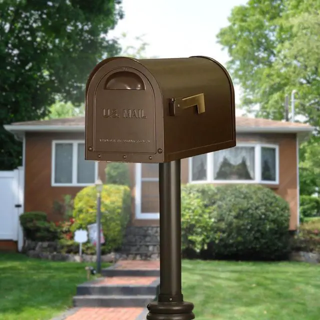 Alt view image 2 of 3 - Special Lite Classic Curbside Mailbox - Mocha Aluminum Mailbox for Post Mount - SCC-1008-MOC