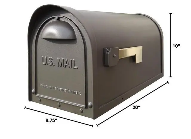 Alt view image 3 of 3 - Special Lite Classic Curbside Mailbox - Mocha Aluminum Mailbox for Post Mount - SCC-1008-MOC