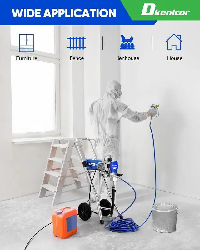 Alt view image 3 of 6 - 1200W Airless Paint Sprayer, High Efficiency Paint Sprayer with Extension Rod, 3300PSI Thinning-Free for Home Exterior and Interior, Garage, Deck- Blue