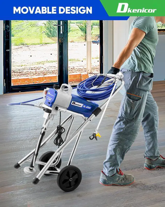 Alt view image 4 of 6 - 1200W Airless Paint Sprayer, High Efficiency Paint Sprayer with Extension Rod, 3300PSI Thinning-Free for Home Exterior and Interior, Garage, Deck- Blue