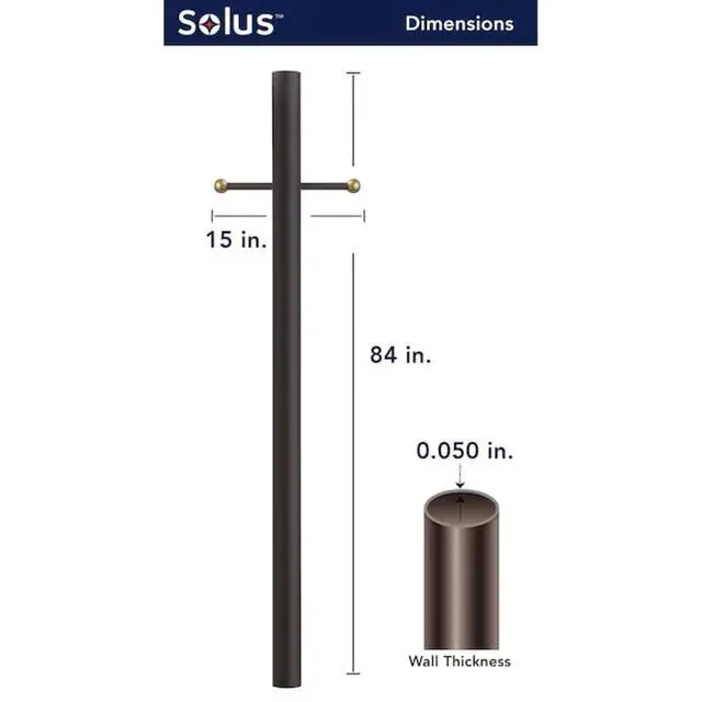 Alt view image 4 of 6 - 7-Foot Direct Burial Lamp Post Outdoor Aluminum Light Pole with Decorative Cross Arm Fits Standard 3" Post Top Fixtures Black, Bronze, or White Made in USA (Bronze, Set of 4)