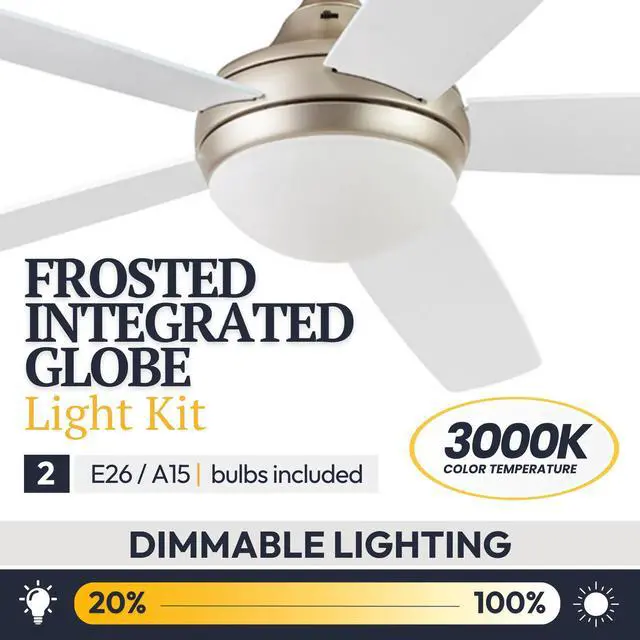 Alt view image 6 of 6 - Ashby Modern 52 Inch Ceiling Fan with Light, LED Fan with Remote Control, Tri-Mount Indoor Fan with 5 Blades, Brown Oak and Light Oak Blade Finish Options, Soft Gold (51474-01)