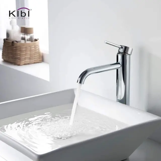 Alt view image 2 of 6 - KBF1009 Solid Brass Single Handle Single Hole Circular Faucet for Bathroom Sink with Pop Up Drain | High Arc Faucet Spout Design | Rust and Corrosion Resistant | Chrome Finish