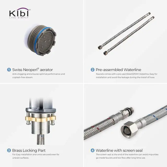 Alt view image 6 of 6 - KBF1009 Solid Brass Single Handle Single Hole Circular Faucet for Bathroom Sink with Pop Up Drain | High Arc Faucet Spout Design | Rust and Corrosion Resistant | Chrome Finish