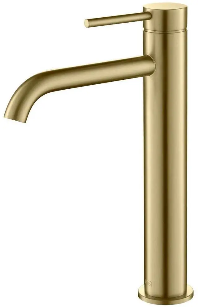 Main image of KBF1009 Solid Brass Single Handle Single Hole Circular Faucet for Bathroom Sink | High Arc Faucet Spout Design | Corrosion and Rust Resistant | Brushed Gold