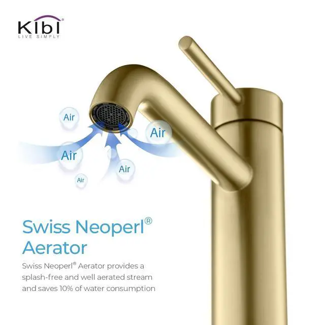 Alt view image 3 of 6 - KBF1009 Solid Brass Single Handle Single Hole Circular Faucet for Bathroom Sink | High Arc Faucet Spout Design | Corrosion and Rust Resistant | Brushed Gold