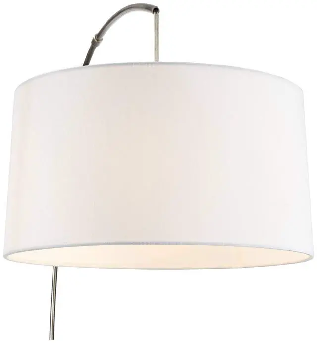 Alt view image 3 of 6 - Cora Modern Arched Task Floor Lamp Standing 72" Tall Brushed Nickel Silver Off White Linen Fabric Drum Shade for Living Room Reading House Bedroom Home Decor