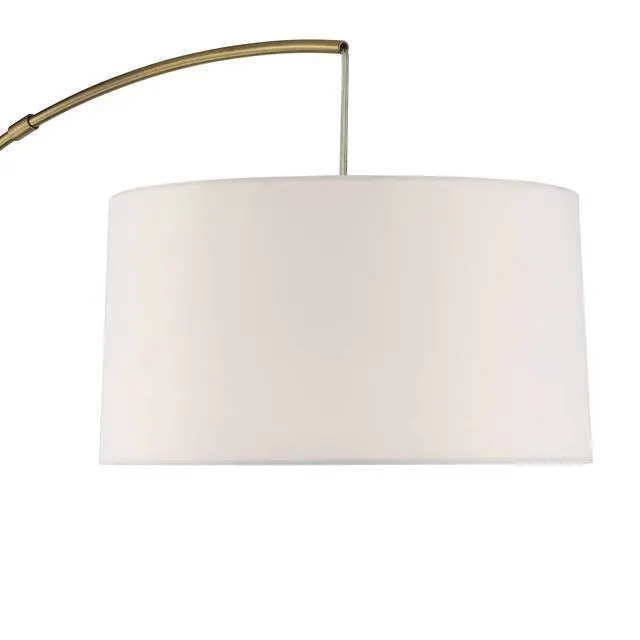 Alt view image 3 of 6 - Cora Modern Mid Century Arc Floor Lamp Standing 72" Tall Classic Brass Gold White Linen Drum Shade Decor for Living Room Reading Bedroom Office House Home Decor